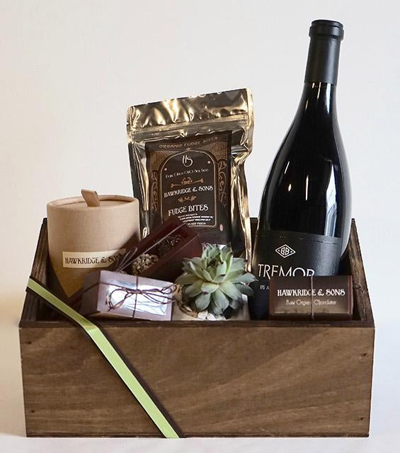 Hawkridge & Sons x Foxgloves & Folly Gift Box - red wine and succulent pot