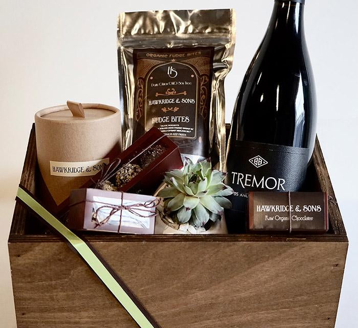 Hawkridge & Sons x Foxgloves & Folly Gift Box red wine and succulent